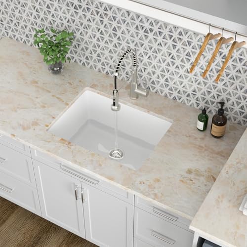 Kichae 12 Deep Undermount Laundry Sink White 24x18 Granite Composite Quartz - Image 4