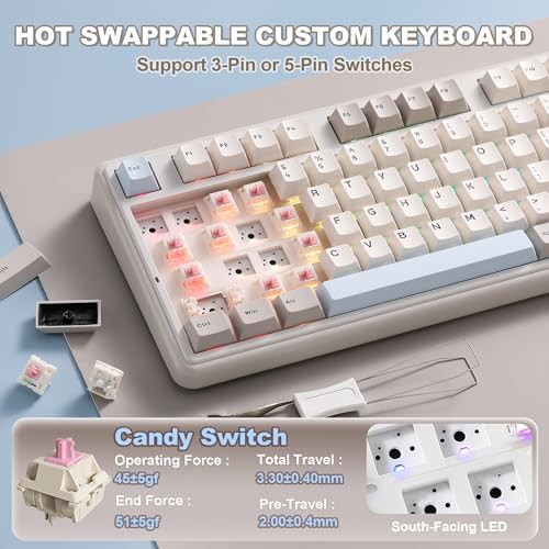 YUNZII B98 PRO 96% Wireless Mechanical Keyboard(Beige, Candy Switch) - Image 6