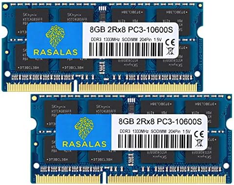 Rasalas 16GB kit (2x8GB) DDR3 1333MHz SODIMM PC3-10600 CL9 204-Pin Non-ECC Unbuffered Notebook Laptop RAM Memory Upgrade by Rasalas