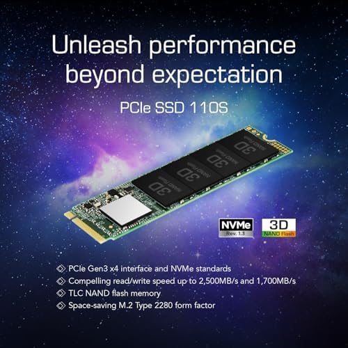 Transcend 1TB MTE110S PCIe 3.0 M.2 2280 SSD, 1700MB/s, Low Power - Image 3
