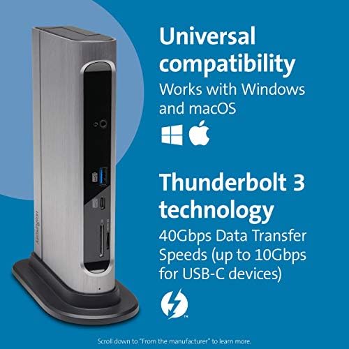 Kensington SD5600T 14-in-1 Thunderbolt 3 Dock USB-C - Compatible with Thunderbolt 4, Mac and Windows, 96W Charging, Dual 4K@60Hz, 40Gbps Transfer Speeds, HDMI 2.0 and DisplayPort, Ethernet (K34009US) - Image 6