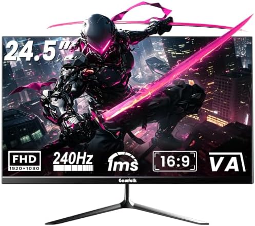 Gawfolk 24.5 Inch Gaming Monitor Flat VA Panel, 240Hz Monitor 1ms by Gawfolk
