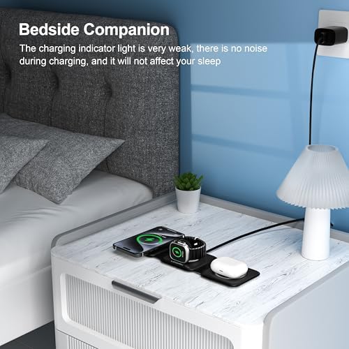3 in 1 Charging Station for Multple Devices,Foldable 3 in 1 Wireless Charger for Travel,Nano Wireless Charging Station for iPhone16 15 14 13 12 Pro Max/Watch 10 9 8 7 6 5 4 3 Ultra/AirPod Pro - Image 6