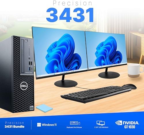 Dell Precision Workstation PC | Quadro P620 GPU - Editing & Design | Windows 11 Pro | Intel i5-9500 | 16GB RAM 1TB SSD | New 24" LCDs | Home or Office Computer | WiFi 6 AX200 + BT (Renewed) - Image 6