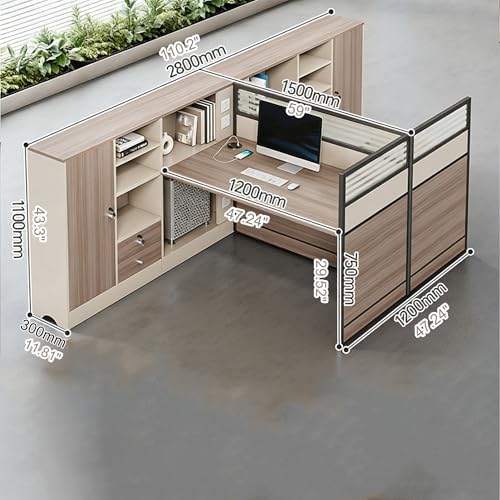 Modern Office Cubicle Workstation Desk with Tempered Glass Privacy Panels, USB Charging Hub & Cable Management,Multi-Person Modular Computer Desk for Commercial Office (D-Right, Two Person-T) - Image 2