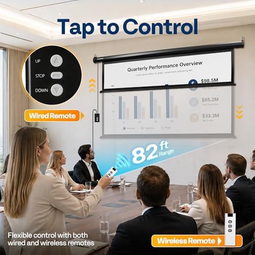 VIVOHOME 72 Inch 16:9 Motorized Projector Screen, Black - Image 3