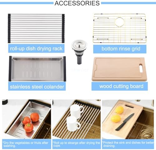 30 Inch Undermount Gold Kitchen Sink - Image 6