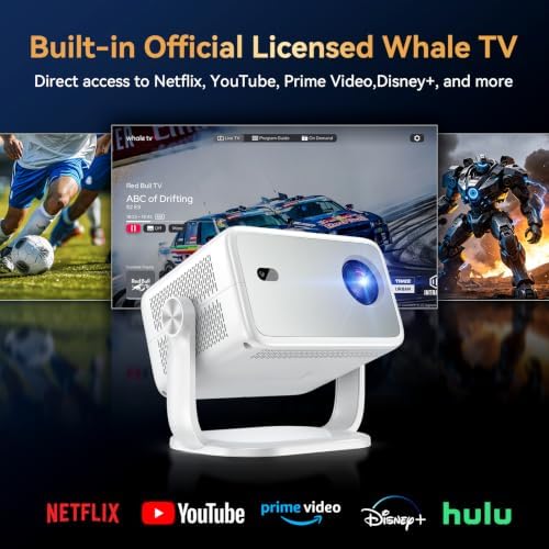 Outdoor Projector with Netflix Built-in, 4K Support Smart Projector 3500 Brightness with WiFi and Bluetooth, Auto Focus & Keystone, 360°Rotatable Stand Portable Movie Projectors for Home Theater - Image 2
