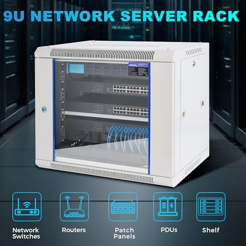9U Rack, 17.7" Depth Wall Mount Rack Network Cabinet for Office - Image 5