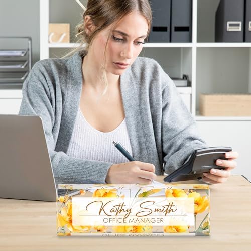 Personalized Name Plate for Desk, Custom Desk Name Plate, Acrylic Name Plate Office Desk Accessories, Personalized Office Gifts for Coworkers Teachers, Employee Appreciation Gifts (A-WaterColor5) - Image 5