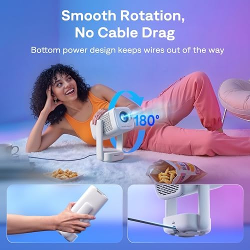 Aurzen Roku TV D1R air USB-C Powered Smart Portable Outdoor Projector White - Image 5