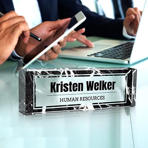 Custom Name Plate for Desk, Desk Name Plate Personalized, Office Decor for Women Men, Acrylic Desktop Accessories, Office Gifts for Coworkers Boss Teacher, Employee Appreciation Gifts (Black Marble) - Image 6