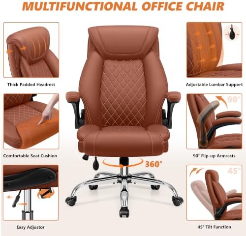Office Chair, Executive Leather Desk Chair with Lumbar Support - Image 5