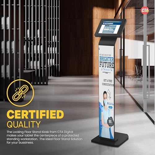 Locking Floor Stand – CTA Premium Locking Support Base Kiosk with Steel Body and Heavy-Duty Locking Enclosure with Keys for iPad Pro 13-inch (M4), iPad Pro 12.9-inch, iPad Air 13-Inch (M3 / M2) - Image 6