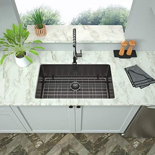 Mocoloo 33 Black Undermount Kitchen Sink 33x19 Gunmetal Black 16 Gauge Stainless Steel Deep Round Corner Under Counter Single Bowl Kitchen Sinks Handmade Basin - Image 2