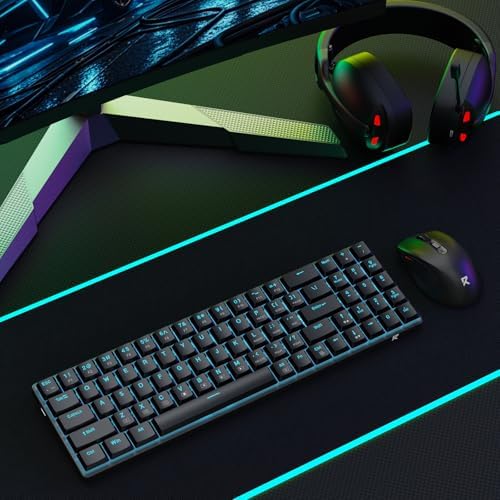 Redragon BS8773 Wireless Keyboard and Mouse Combo, 78 Keys 2.4Ghz Wireless Low-Profile Mechanical Brown Switch Keyboard w/Slim Compact Design & Single Blue Backlit, Comfort Grip 2400 DPI Max Mouse - Image 6