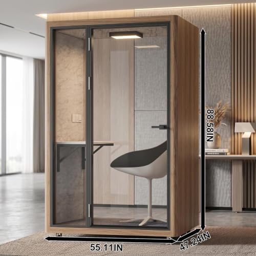 Soundproof Office Pod with 1 Person Enclosed Structure (Wood) - Image 2