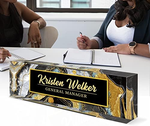 Personalized Name Plate, Custom Office Decor - Acrylic Desk Accessory, Office Gifts for Employees (Black Coast) - Image 6