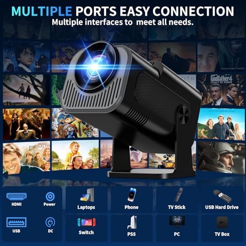 [Projector 2026 Upgraded] Mini Projector Support 4K 1080P Auto Keystone 270°Rotatable with WiFi 6 and Bluetooth 5.2 Projector Portable Compatibile with HDMI/TV Stick/Memory Stick/Laptop,Black - Image 4