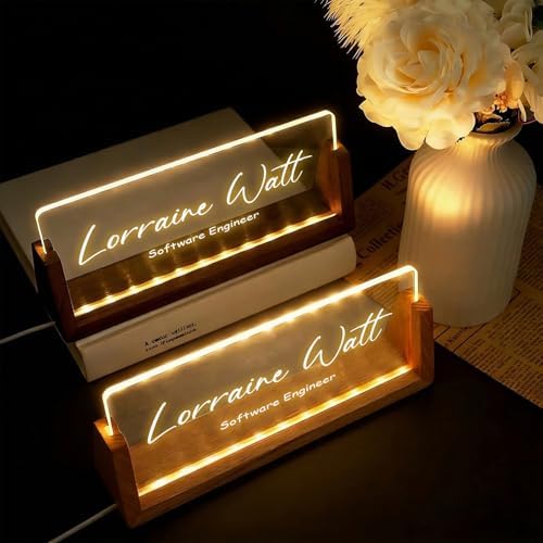 Custom Desk Name Plate,Light Up Acrylic Office Sign, Personalized Gift for Boss Coworker Teacher, Employee Appreciation Award, Home Office Decor - Image 3