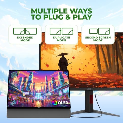 AOC 16 Inch Portable Monitor OLED WUXGA USB-C Mini HDMI Ultra Slim, 16T40D - Image 4