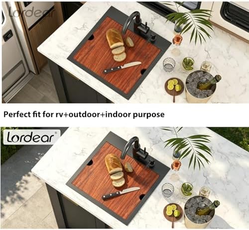 Lordear 13"x15" Bar Sink with Faucet - Drop In Bar Sink Workstation 16 Gauge 304 Stainless Steel Single Bowl Top Mount Wet Bar RV Prep Outdoor Kitchen Sink 13x15x9 Inch - Image 4