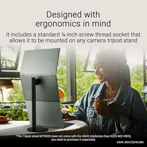ASUS ZenScreen Duo OLED 360° Foldable Portable Monitor (MQ149CD) - Dual 14-inch, 16:10, 1920x1200, DisplayHDR400 True Black, 100% DCI-P3, Delta<2, Dual USB-C, Mini-HDMI, Kickstand, 3 yr Warranty - Image 6