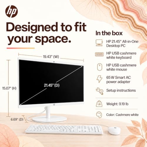 HP 22" All-in-One Desktop Computer, 8GB DDR5 RAM, 128GB UFS Storage,13th Gen Intel Quad-Core CPU, FHD VA Display, WiFi 6, Bluetooth 5.3, RJ45, USB-C (10Gbps), UHD Graphics, 720p Cam, Cashmere White - Image 7