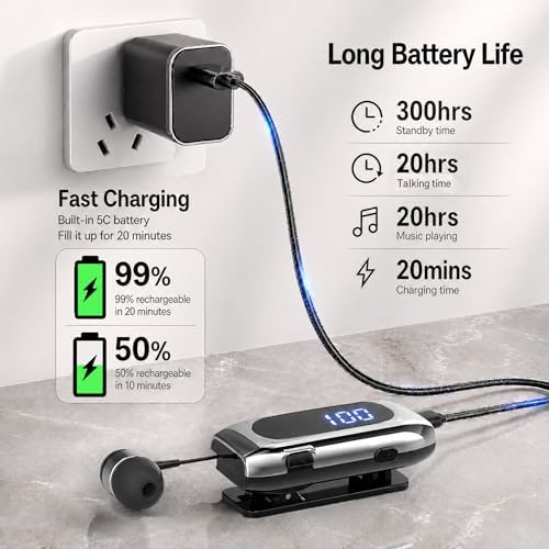 Wireless Headset Wireless Headphones Handsfree Call Wireless Earpiece Noise Cancellation Earbud Earphones Mic Compatible with Cell Phones Car Driver Trucker Business Office (Silver) - Image 5