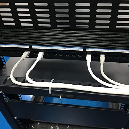 1U Horizontal 19-Inch Rack Mount Cable Management Bar, Depth Adjustable Horizontal Cable Lacing Cross Bar Black (1U1PC) (Pack of 2) - Image 6