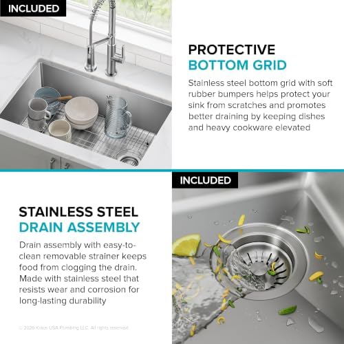 KRAUS Fairlane 27 in Undermount Single Bowl Stainless Steel Kitchen Sink - Image 5