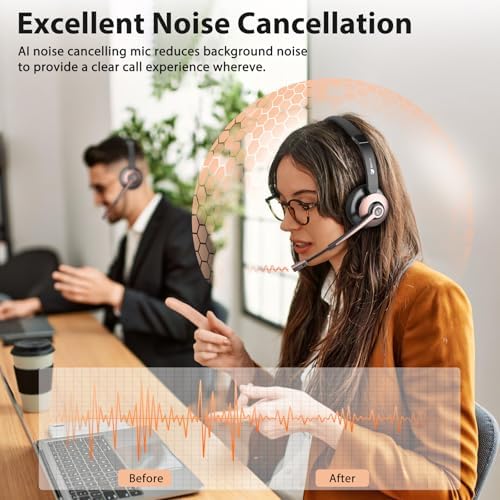 Wireless Headset with Mic for Work, Single Ear Bluetooth Headset for PC - Image 3