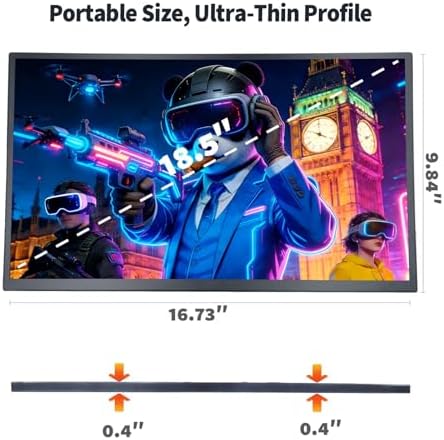 18.5 Inch Large Portable Monitor for Laptop, 120Hz IPS FHD 1080P USB-C HDMI Display with Sleeve Case VESA Mountable, 100% sRGB, Ultra-Slim Second Screen for PC/PS5/Switch – Built-in Speaker - Image 4