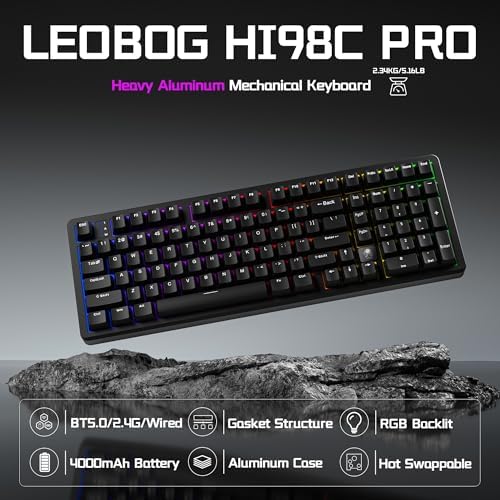 LEOBOG HI98C Pro Wireless Mechanical Gaming Aluminum Keyboard with Num Pad - Image 2