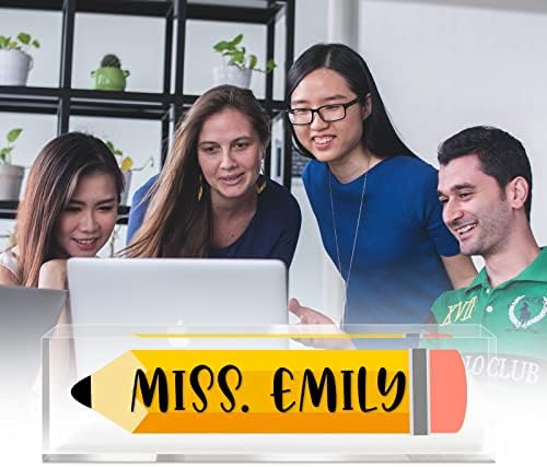 Teacher Office Desk Name Plate Personalized, Custom Name Plates for Desks, Teachers Office Desk Decor, Clear Acrylic Glass Block, Personalized Office Gifts for Teachers Laywers, Appreciation Gifts - Image 4