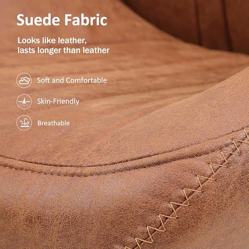 High Back Home Office Chair, Mid Century Vintage Executive Chair,Comfy Ergonomic Rolling Office Task Chair with Lumbar Support,Brown Faux Leather Office Chair,Brown - Image 6