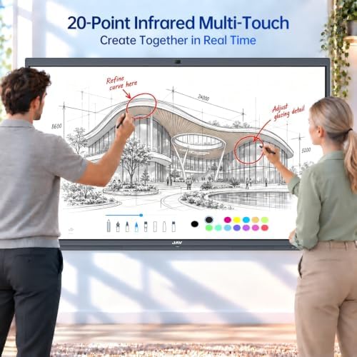 JAV 86 Inch Smart Board Pro, Google EDLA Certified 4K UHD Interactive Whiteboard for Classroom Office, Android 14, 8GB+128GB, 48MP AI Camera, Wi-Fi and Bluetooth - Image 3