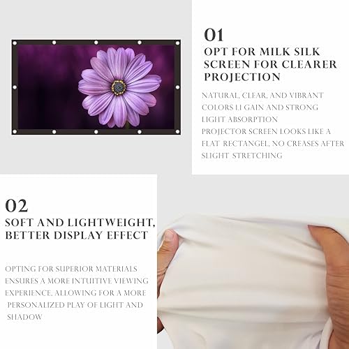 120 inch Projector Screen 16:9 Foldable Anti-Crease Portable Movies Screen - Image 7