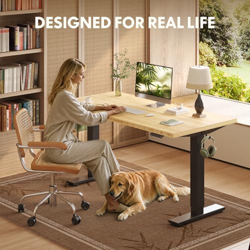 FLEXISPOT 48" x 24" Solid Bamboo Standing Desk, Black Frame - Image 3