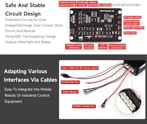 UPS HAT Module Compatible with Raspberry Pi 5/4B/3B+,3S & 5V 5A Output - Image 4