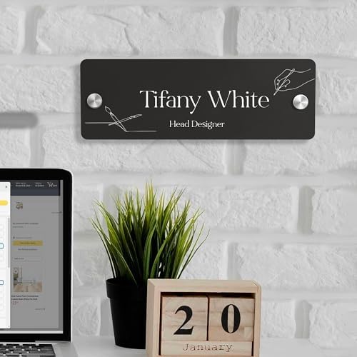 EGD Acrylic Door Name Plate Personalized I Custom Acrylic Sign I Cute Office Accessories Decor I Custom Office Door Signs (10 x 3.5 Inch) (4. Door/Wall Name) by E-GraphicDesignInc