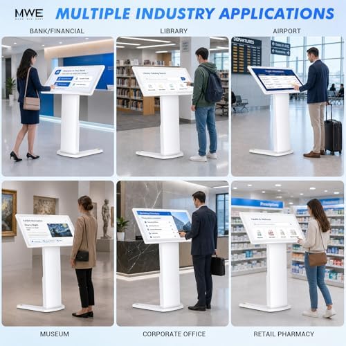 32 Inch Touch Screen Self Service Kiosk, 500-Nit FHD Floor Standing Digital Signage Display with Android 13, Dual 5W Speakers for Check-in, Self Ordering, Wayfinding, Retail and Advertising - Image 3