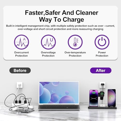 Wireless Charger for iPhone Charging Station, Foldable 4 in 1 Fast Charging for iPhone 16 15 14 13 12 Pro Max Plus, Charger Stand for Apple Watch & Airpods 4 3 2 Pro,for Samsung Series Black - Image 5