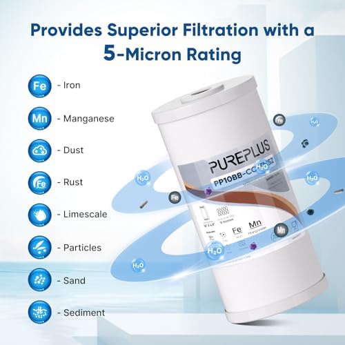 PUREPLUS 10" x 4.5" Whole House Iron Reducing Sediment Water Filter,3PACK - Image 5