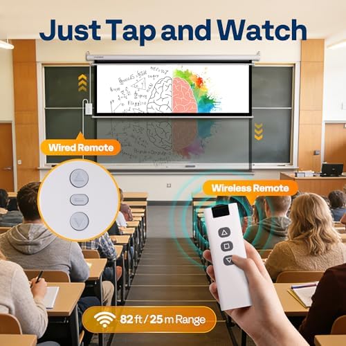 VIVOHOME 84 Inch 16:9 Motorized Projector Screen, White - Image 3