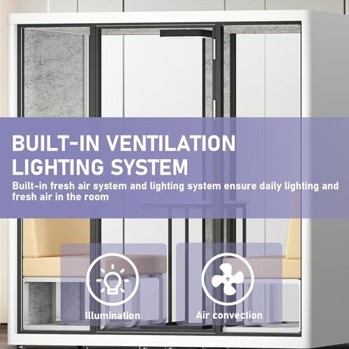 Outdoor Office Pod Booth with Audio Privacy - Smart Sound Booth with White Modern Style,Soundproof Room with Light,Ventilation,Socket for Small Studio,Live Streaming Room(82.67IN) - Image 5