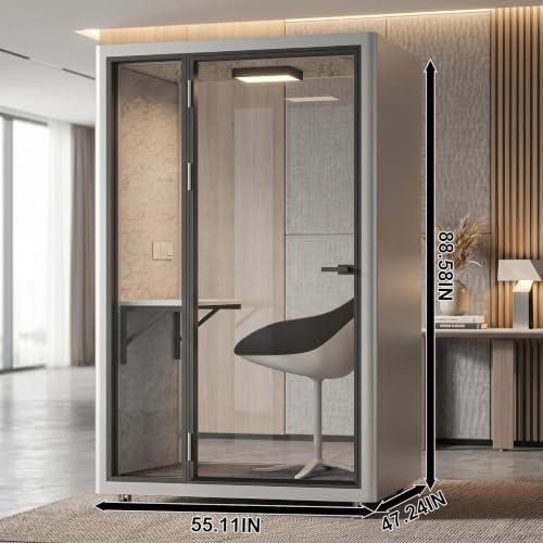 Soundproof Office Pod with 1 Person Enclosed Structure (Silver) - Image 2