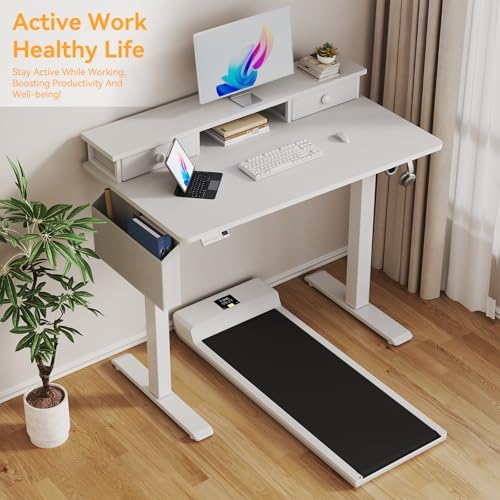 KLUVIS White Electric Standing Desk with Drawers, 40 Inch - Image 5