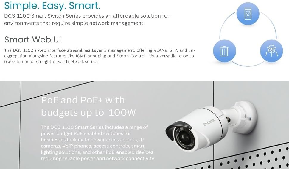 D-Link 5-Port Gibabit Smart Managed PoE Powered Switch/Extender | 2 PoE Ports (requires PoE Power)| L2 | VLANs| Web Managed |Desktop| Fanless | NDAA Compliant | Lifetime Warranty (DGS-1100-05PDV2) - Image 2