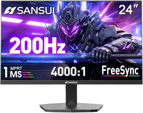 SANSUI 24" 1ms 200Hz Gaming Monitor, 24 Inch PC Monitor FHD 1080P, FreeSync by SANSUI